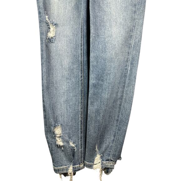 Vervet Buttonfly Light Wash Distressed Hi Rise Skinny Crop Jeans Denim Size 26 - Picture 2 of 7